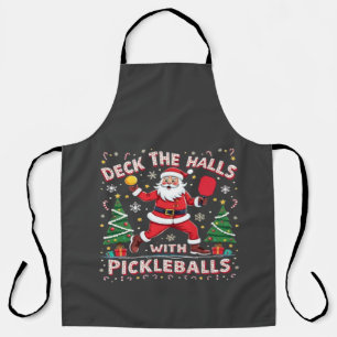 Deck The Halls With Pickleballs Apron