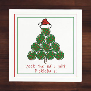Deck the Halls With Pickleballs Christmas Festive Napkin
