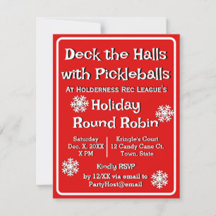 Deck the Halls with Pickleballs Christmas Party Invitation