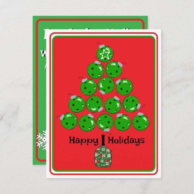 Deck the Halls with Pickleballs Christmas Party Invitation (Front/Back)