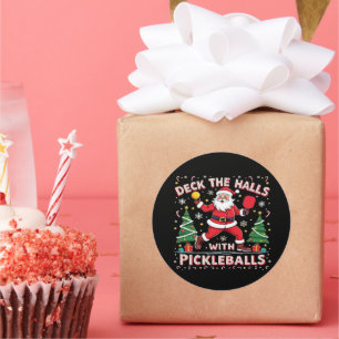 Deck The Halls With Pickleballs  Classic Round Sticker