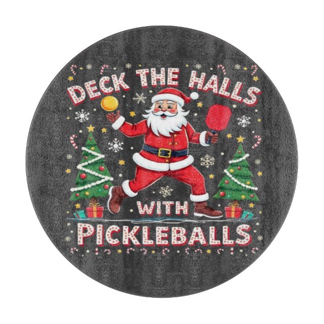 Deck The Halls With Pickleballs  Cutting Board (Front)