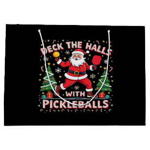 Deck The Halls With Pickleballs Large Gift Bag