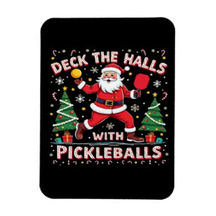 Deck The Halls With Pickleballs Magnet