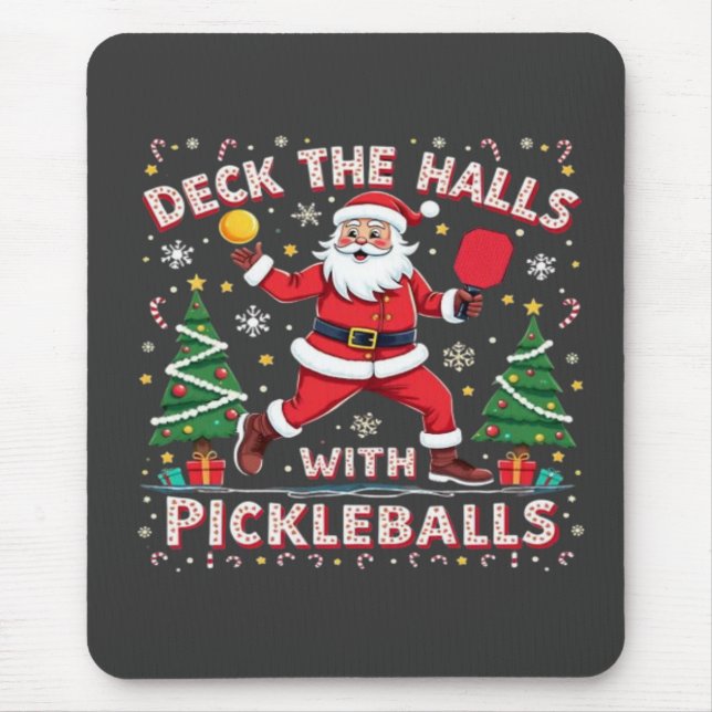 Deck The Halls With Pickleballs  Mouse Mat (Front)
