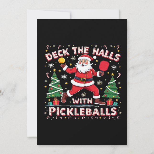 Deck The Halls With Pickleballs  Thank You Card (Front)