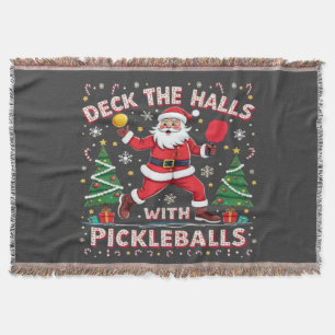 Deck The Halls With Pickleballs Throw Blanket
