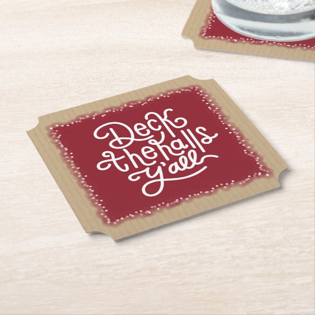 Deck the Halls Y'all Paper Coaster (Angled)