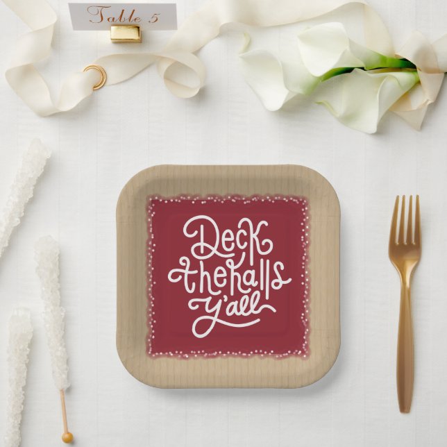 Deck the Halls Y'all Paper Plate (Wedding)