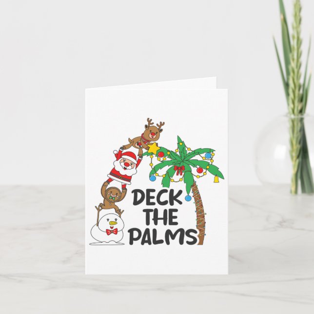 Deck The Palm Christmas In July Xmas Men Women Kid Card (Front)