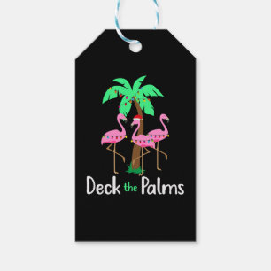 Deck The Palm Trees Flamingo Christmas Holiday Fun Gift Tags