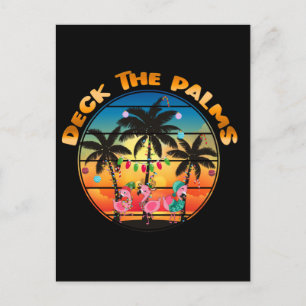 Deck The Palms Beach Tropical Christmas  Postcard