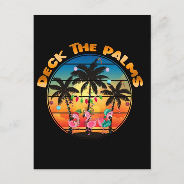 Deck The Palms Beach Tropical Christmas  Postcard (Front)