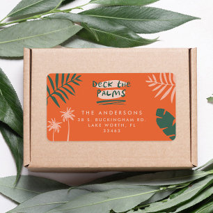 deck the palms bright colourful christmas label