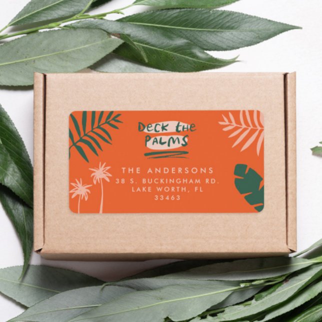 deck the palms bright colourful christmas label (Creator Uploaded)