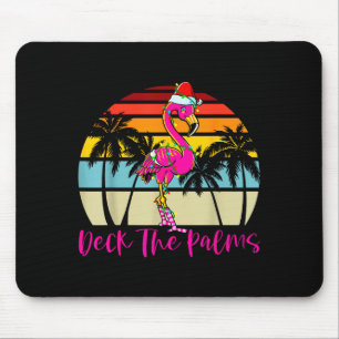 Deck The Palms Christmas Flamingo Palm Tree Trocal Mouse Mat