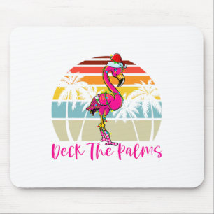 Deck The Palms Christmas Flamingo Palm Tree Tropic Mouse Mat