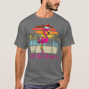 Deck the Palms Christmas Flamingo Palm Tree Tropic T-Shirt