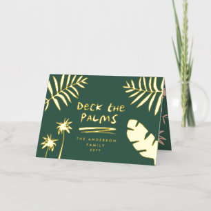deck the palms christmas tropical  modern foil holiday card