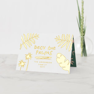 deck the palms christmas tropical  modern foil holiday card