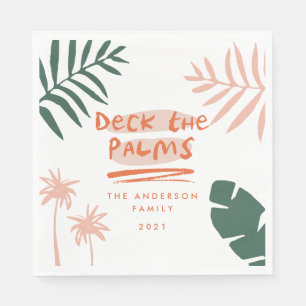 deck the palms christmas tropical modern napkin