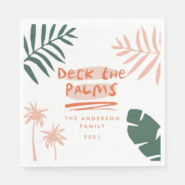 deck the palms christmas tropical  modern napkin (Front)