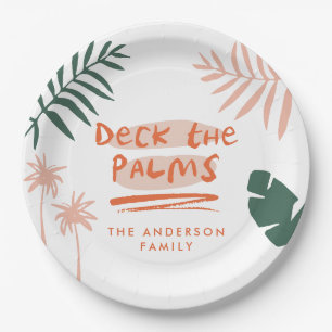 Deck the palms Christmas tropical modern unique Paper Plate
