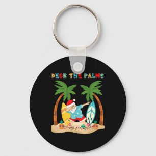 Deck The Palms Dabbing Santa Xmas Tropical Beach S Key Ring