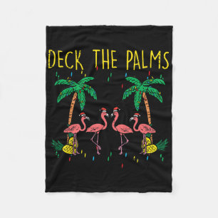 Deck The Palms Flamingo Fun Xmas Christmas Women Fleece Blanket