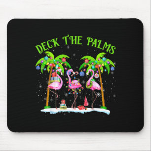 Deck The Palms Flamingo Trocal Christmas Lights  Mouse Mat