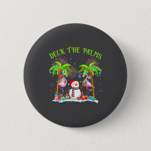 Deck The Palms Flamingo Trocal Christmas Lights Pa 6 Cm Round Badge