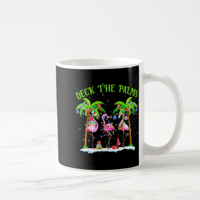 Deck The Palms Flamingo Trocal Christmas Lights Pa Coffee Mug (Right)