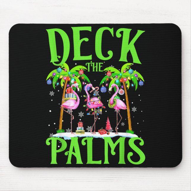 Deck The Palms Flamingo Trocal Christmas Lights Pa Mouse Mat (Front)