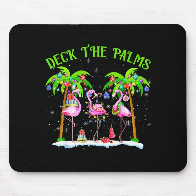 Deck The Palms Flamingo Trocal Christmas Lights Pa Mouse Mat (Front)