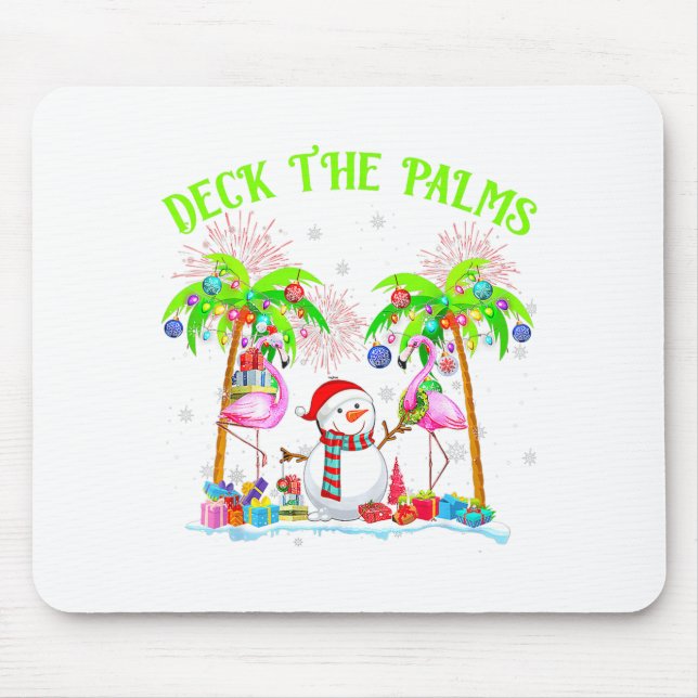 Deck The Palms Flamingo Trocal Christmas Lights Pa Mouse Mat (Front)
