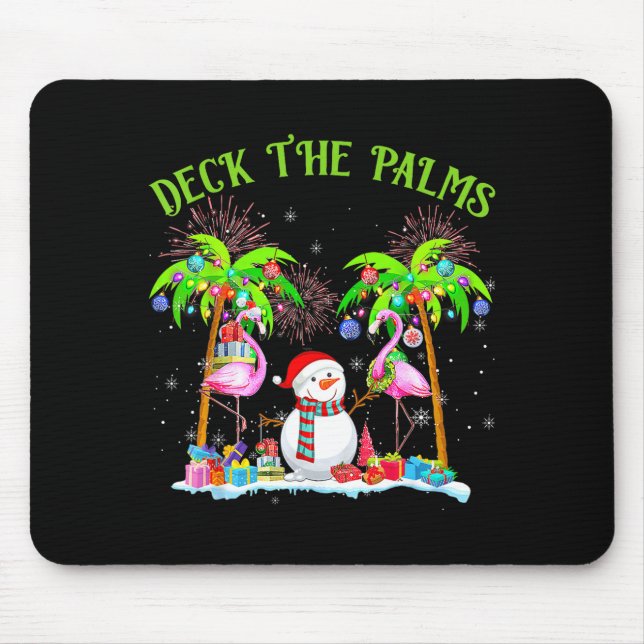 Deck The Palms Flamingo Trocal Christmas Lights Pa Mouse Mat (Front)