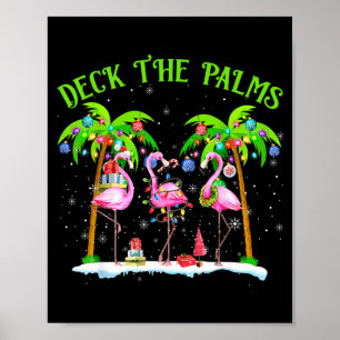 Deck The Palms Flamingo Trocal Christmas Lights Poster