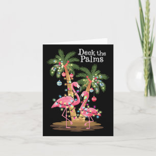 Deck The Palms Flamingo Tropical Christmas Lights Card