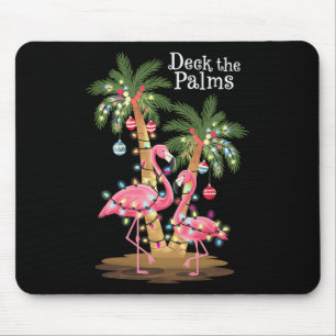 Deck The Palms Flamingo Tropical Christmas Lights Mouse Mat