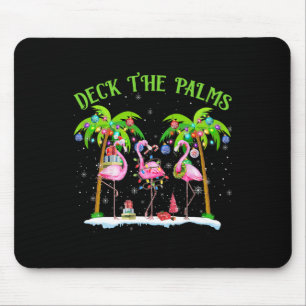 Deck The Palms Flamingo Tropical Christmas Lights  Mouse Mat