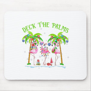 Deck The Palms Flamingo Tropical Christmas Lights Mouse Mat