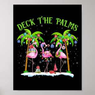 Deck The Palms Flamingo Tropical Christmas Lights  Poster