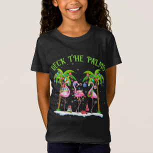 Deck the Palms Flamingo Tropical Christmas Lights  T-Shirt