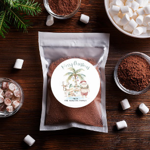 Deck the Palms   Fun Tropical Christmas Classic Round Sticker