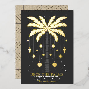Deck the Palms Golden Palm Tree Christmas Foil Holiday Card