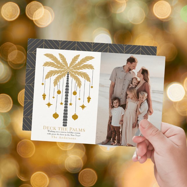 Deck the Palms Golden Palm Tree Christmas Photo Holiday Card (Creator Uploaded)