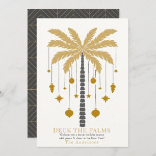 Deck the Palms Golden Palm Tree Ornament Christmas Holiday Card