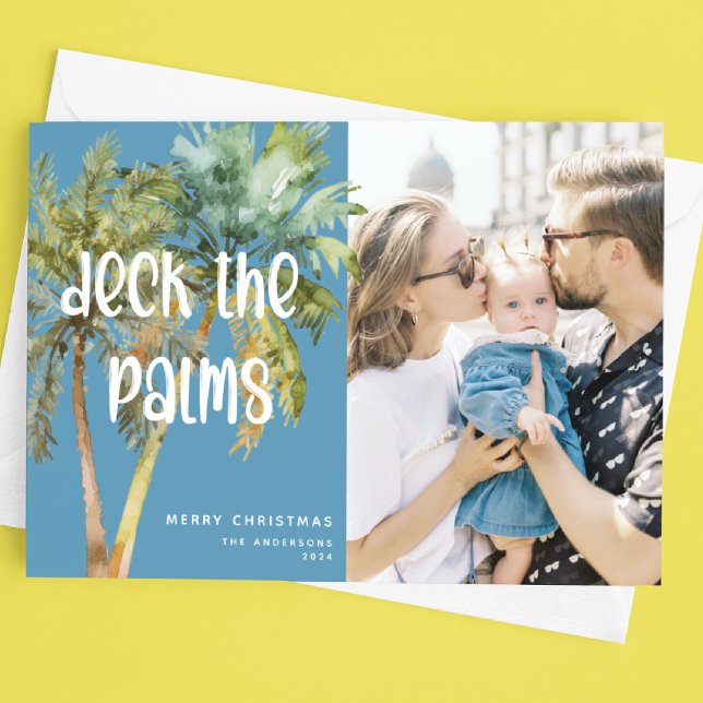 Deck the Palms' Merry Christmas Palm Trees Photo Holiday Card (Creator Uploaded)