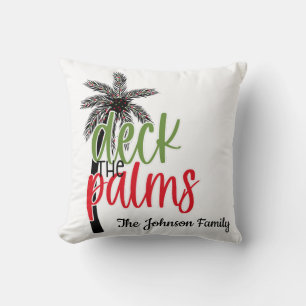 "Deck the Palms" Tropical Beach Christmas Custom Cushion