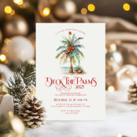 Deck The Palms Tropical Christmas Party Invitation